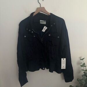 Anthropologie Marrakech Satin Blue Belted Light Fall Jacket Women’s Medium NWT